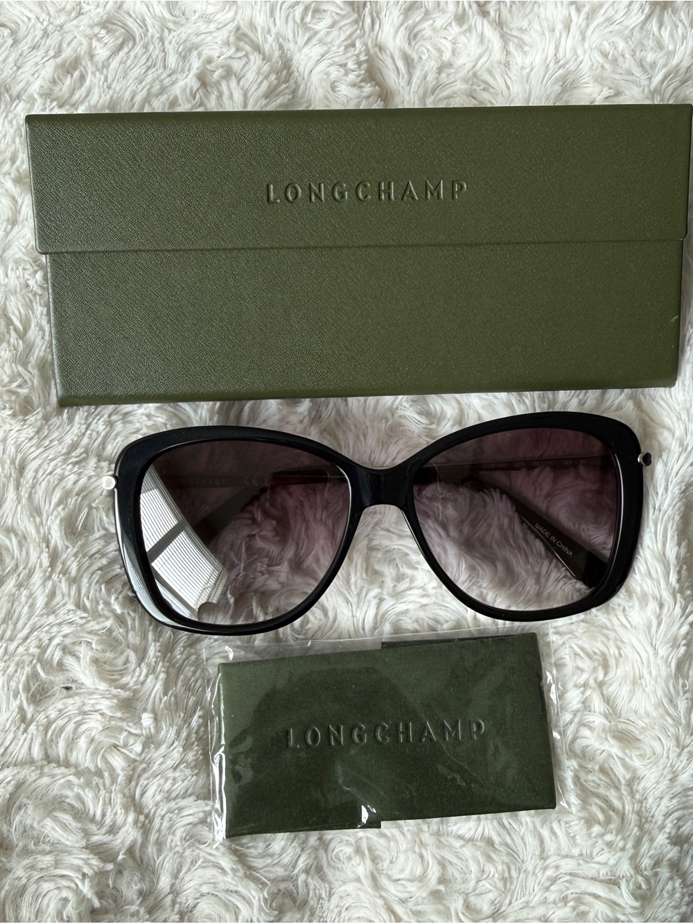 Longchamp Black Oversized Butterfly Sunglasses